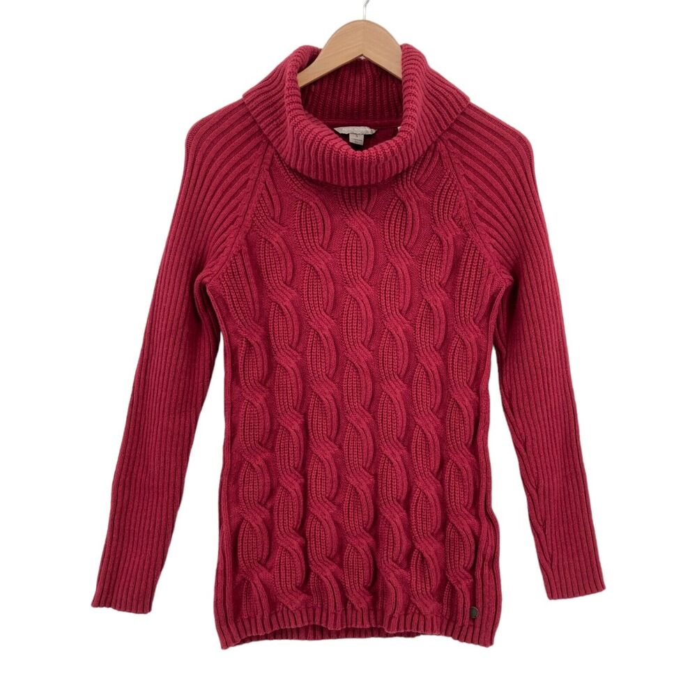 Royal Robbins Sweater Womens Small Red Knit Cotton Blend Turtleneck Pullover